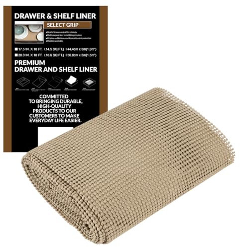 Tapis Antidérapant et Lavable Polyvalent, Tapis Antidérapant sous et Protection pour Tapis Base Matte Rajustable à la Taille Antidérapant Tapis Tiroir Silicone PVC (Kaki, 45x300cm)