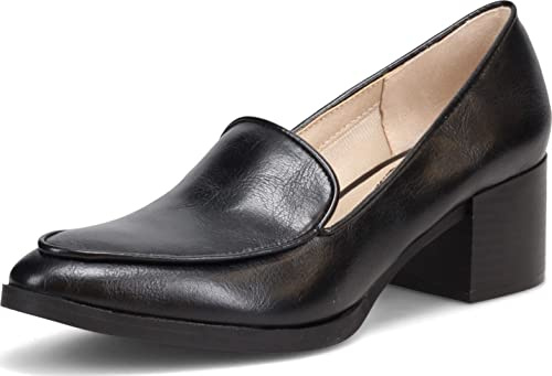 LifeStride Womens Devyn Block Heel Loafer, Black, 9 US