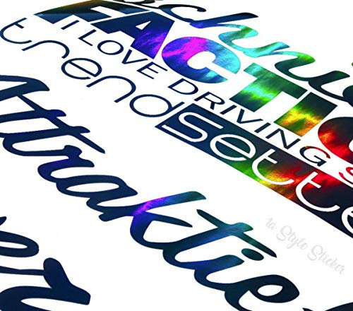 Hologramm Auto Aufkleber Frontscheibenaufkleber Autoaufkleber MOTIVAUSWAHL + WUNSCHFARBE Sticker Rainbow Oilslick Schmuckstück Ladydriven Girl car Carlovers deep stance illmotion fatlace