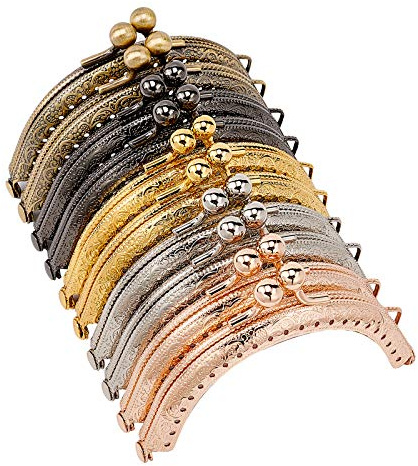PandaHall - 10 marcos de metal para monedero, 5 colores, 8,5 cm, arco retro, bolsa de monedas, marco de manualidades, cierre de beso, para costura, manualidades, alcantarillado