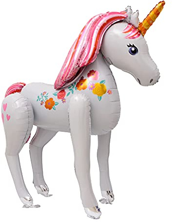 ZKomoL Einhorn-Ballon, groß, 117,8 cm, Geburtstagsparty-Dekorationen, weiß, weibliche Zielgruppe