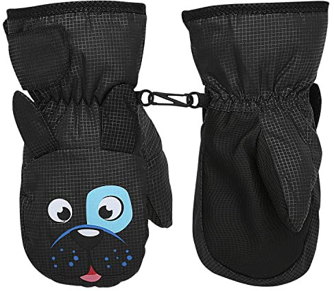 MoKo Guanti da Sci per Bambini, Guanti Indernale Antivento Impermeabile, Guanti Termici Caldi per Sci, Ciclismo, Snowboard, Attività Outdoor per Bambini Bambine 4-6 Anni, Nero