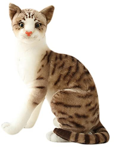 BYNYXI Katze aus Plüsch, realistisch, stehend, 35 cm – weiches und realistisches Tier – Geschenk für Kinder und Frauen