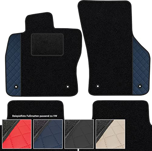 moto-MOLTICO Fußmatten Auto Velours Autoteppiche Schwarz Automatten | Set 4-teilig - Auffälliges Design - passend für VW CC, Passat CC, Passat B6, B7 (Blaues Muster)
