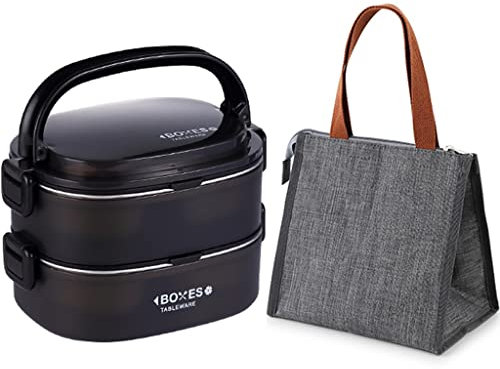 YHRJ Cajas bento Cakes Fiambrera Multicapa de Acero Inoxidable, Juegos de contenedores de Alimentos portátiles con Bolsa de Aislamiento, Cubiertos fáciles de Limpiar (Palillos + cucharas)