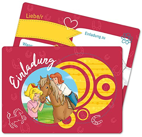 Papierdrachen 12 Einladungskarten zum Kindergeburtstag - Bibi und Tina - Geburtstagseinladungen für deine Geburtstagsparty (DIN A6) - Einladungskarten für Jungen und Mädchen bis 10 Jahre
