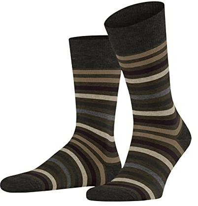 FALKE herr Tinted Stripe Strumpor andningsaktiv klimatreglerande lukt-hämmande ull bomull förstärkta herrstrumpor randiga hållbara allrounder för business vardag 1 par