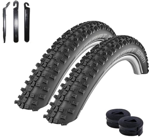 2 x Schwalbe SMART SAM Performance Fahrradreifen 42-622 (28 x 1.60) + 2 Schwalbe AV17 Schläuche inkl. maxxi4you Reifenheber
