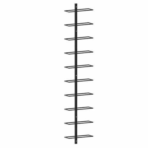 Gecheer Wand Weinregal für 10 Flaschen Flaschenregal Flaschenhalter Wandregal Hängeregal Flaschenständer Weinflaschenregal Schwarz Metall