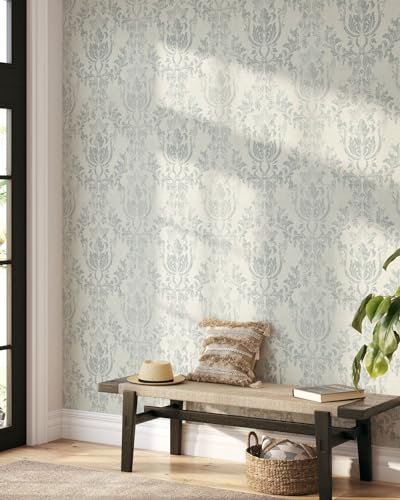 Coloritto Trendy Damask Peel and Stick Wallpaper | Removable Self Adhesive Vintage Damask Pattern | Baroque Wallpaper (Sample 12 W x 8 H)