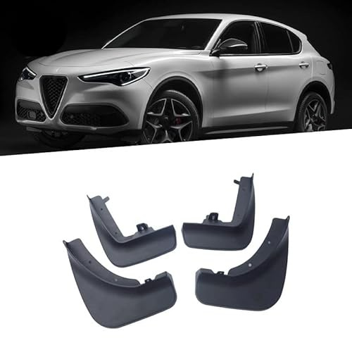 AMPACO 4 Pezzi Parafanghi per Auto per Alfa Romeo Stelivo 2017-2021, Car Gomma Parafanghi Paraspruzzi Decorare, Resistente Impermeabile Anteriore Posteriore Paraschizzi