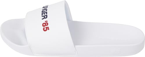 Tommy Hilfiger Claquettes Homme Pool Slide Sandales de Bain, Blanc (White), 40