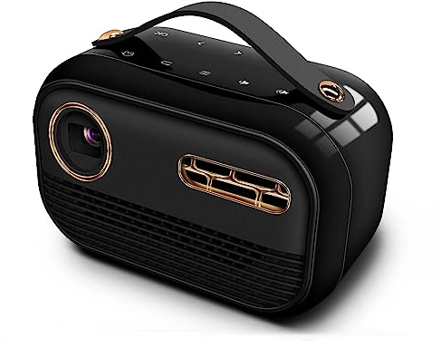 Mini Projector, 1400 Lumens Wifi Bluetooth Projector, Support 1080P 3D 4K Projector, Battery Sync Phone Keystone Correction Portable Projector for Android (Black 4G 32G)