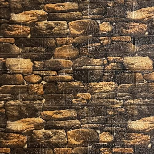3D Wandpaneele Wandpaneele Streifen Steinoptik Dunkel Stein Selbstklebend Wandsticker Wandsticker Wasserdicht PVC 77cm x 70cm x 2MM (10 Stück, Holz)