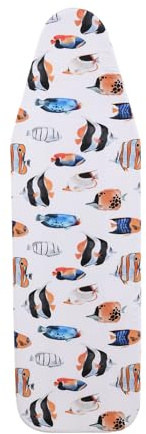 SHERWOOD Ironing Board Cover (Sea Fishes,124x38cm) | 100% Cotton Cover with Thick Felt Resists Scorching and Staining, Adjustable Fastener, Elastic Edges, Stays Put
