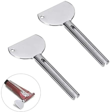 Lot de 2 presse-tubes en métal argenté en acier inoxydable pour salon de dentifrice, tubes en métal, sécurité de salle de bain, aides et accessoires
