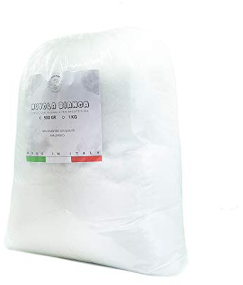 Tata Home Ovatta Bianca per Imbottitura Fioccata Ovatta per Riempimento Peluche Cuscini Bomboniere 100% Poliestere Made in Italy – Sacco da 1 kg