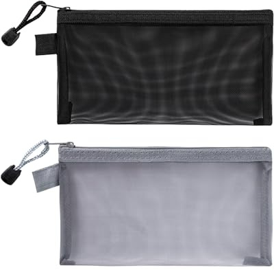 selcouth yyds 2 Pcs Pencil Case Large Capacity,Clear Pencil for Girls Boys Exams(Black/Gray