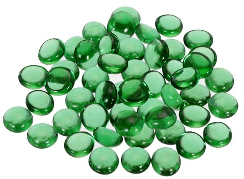 QUARKZMAN Biglie Vetro Piatte Decorative 12-14 Mm Perline Riempimento per Vasi Roccia Ciottoli Verdi per Decorazioni per Tavola Acquari, 100pz