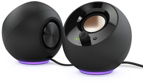 Creative Pebble SE Minimalist 2.0 USB-C Powered PC Speakers with RGB Lighting​, 3.5 mm AUX-in, Up to 4.4W RMS Power for Computers and Laptops (Black)