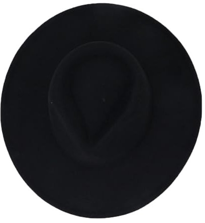 Mnjyihy Frauen Männer Pfirsich Herz Zylinder 9 cm Krempe Damen Solide Breite Krempe Wollfilz Jazz Fedora Hüte Panama Party Kappe Black 56to58cm
