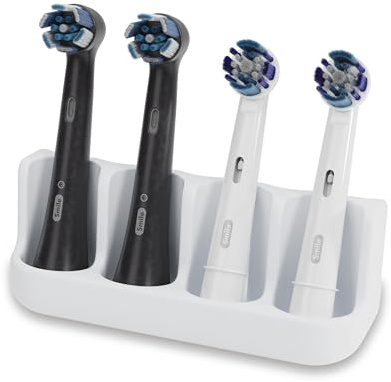Qikfresh - Hållare för 4 borsthuvuden - Kompatibel med Oral-B, iO, Philips Sonicare, Waterpik, Fairywill - Livsmedelsklassad silikon (Vit)