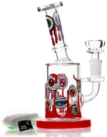 Green 25cm Glass Bong with Tornado Percolator, 14.5mm Bowl, 400g Mini Red Hookah Oil Rig