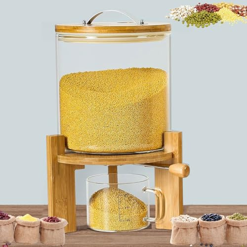 Reisspender 5/8L, Müslispender Küche, Luftdichter Vorratsbehälter Reis, Lebensmittelspender Glas für Kleine Körner Wie Rote Bohnen Mungobohnen Reis Verwendet, Sorgen Sie für Ordnung In der Küche (5L)