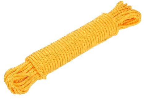 sourcing map Polypropylene Rope Braid Cord 45M/147.7ft 8mm Dia Yellow for Indoor Outdoor Camping Clothes Line