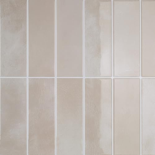CRE8TIVE Beige Fliesenaufkleber Rechteckige Wandfliesen Selbstklebend Marmoroptik Klebefliesen Küche 4 Stück Küchenrückwand Wasserfest Fliesenaufkleber Bad Wasserfest Waschküche Kamin 30.5cm x 30.5cm