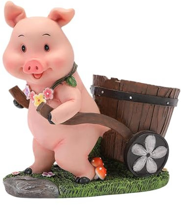 KESOTO Sculpture de Pigne pour Pot de Fleurs Animaux, Décoration de Jardin, Pigle de Charrette