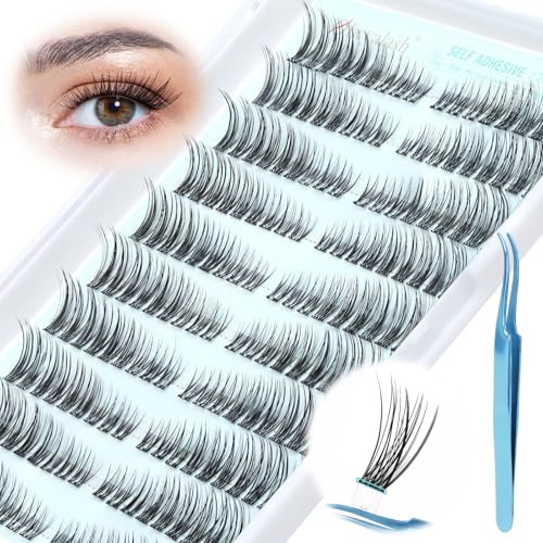 Obeyalash Ciglia autoadesive, 120 pezzi, 7-15 mm, ciglia miste, senza colla, pinzette inclusa