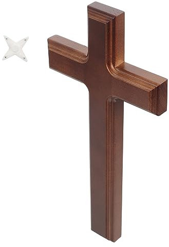 Garneck Men's Wooden Cross Necklace Perfect for Christening First Holy Communion Religious Decor Cross for Grave