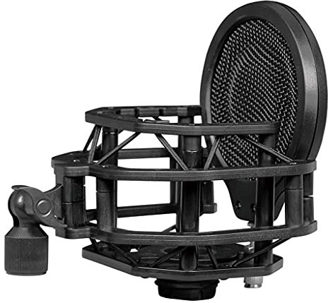 Msuiiixcccc Microphone Shock Mount with Metal Pop Filter Double Metal Mesh Layer Windscreen Wind Screen Microphone Shield for Microphone New