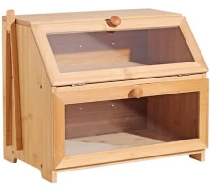 AMYSTY Boîte à Pain Huche à Pain Boîte À Pain en Bois pour Comptoir De Cuisine avec Fenêtre Transparente Boîte De Rangement en Bois pour Pain pour Décor Conservation du Pain
