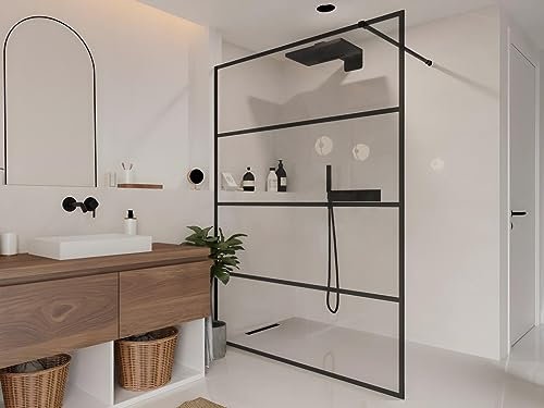 Vente-unique - Paroi de douche à l'italienne style industriel - 140 x 200 cm - INAYA II