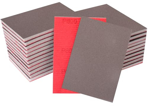 STEBRUAM 24 Pieces Sanding Sponges,800 Grits,Wet And Dry sand sponge Washable and Reusable,Sand Paper Pack for Metal Wood Wall et Polishing