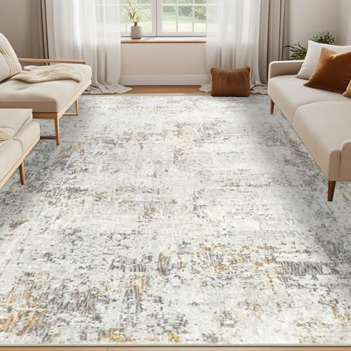 Capslpad Beige Abstraktes Teppich Wohnzimmer 200x300cm Schlafzimmer Teppich rutschfest Kurzflor Kunstwolle Waschbar Teppiche für Wohnzimmer Schlafzimmer Büro