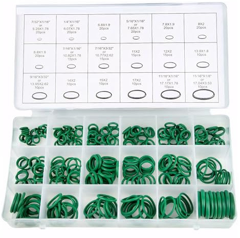 270er Grün O-Ring Dichtungsset aus Nitril-Gummi, 18 Größen, Temperaturbeständig, für Klimaleitungen und allgemeine Anwendungen, inklusive wiederverschließbarer Kunststoffbox