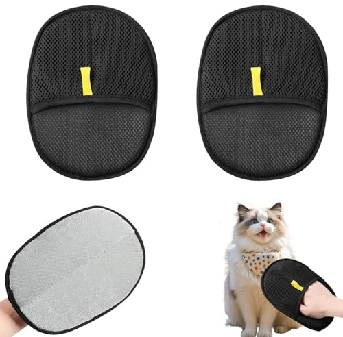 Zyluniy Pack of 2 Fur Magnet Gloves, Reusable Double-Sided Fur Gloves, Washable Glove Cat Hair for Sofa Care and Beauty Treatments for Clothes and Bathroom