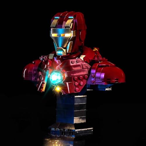 LocoLee Kit luci compatibile con Lego 76327 Iron Man MK4 Busto - Nessun modello solo luce, accessori per illuminazione a LED compatibili con Lego 76327 (versione controllo ottico)