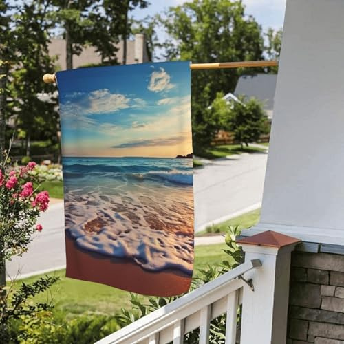 Bandiera stagionale da giardino bifacciale, 28 x 40 pollici, con spiaggia al tramonto, piccole bandiere da cortile per esterni, bandiera stagionale da fattoria floreale, decorazione per esterni, ban