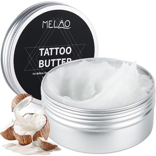 VRAIKO MELAO Tattoo Butter Aftercare 5,3 oz tatueringsbalsam | Förbättring gamla tatueringar & hydrat nytt bläck | Sheasmör jojoba & Coconut Oil Clean Formula Cream| No -Petroleum