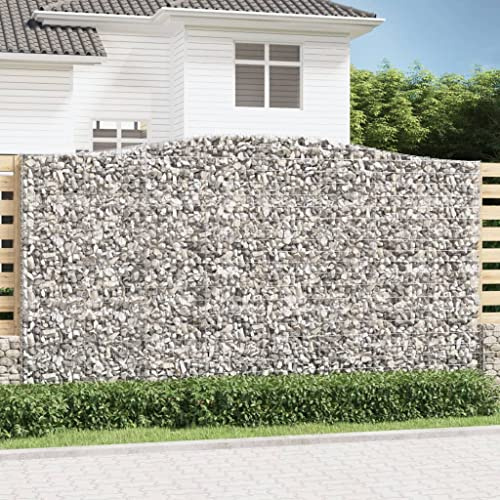 HaoChrymec Gabion à Arceau Haut with Fer Galvanisé, Design Pratique, Gabion Jardinière, Panier à Pierre, Parterre Surélevé en Gabion, Jardin Extérieur, 400 x 50 x 220/240 cm