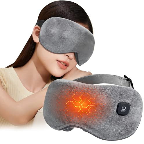 KBIBCK Heated Eye Mask, Cordless Warm Eye Compress Sleep Mask, Soothing Eye Massager with 3 Temperature & Timer, Washable Electric Eye Heating Pad for Eye Strain Relief Puffy Dry Eyes, Gifts for Men