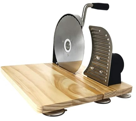 MERIGLARE Cortador de Pan Rebanador Manual Máquina de Tostadas Guía de Corte Plegable con Manivela de Acero Inoxidable Y Base Antideslizante Adecuado para, Plata, tal como se describe