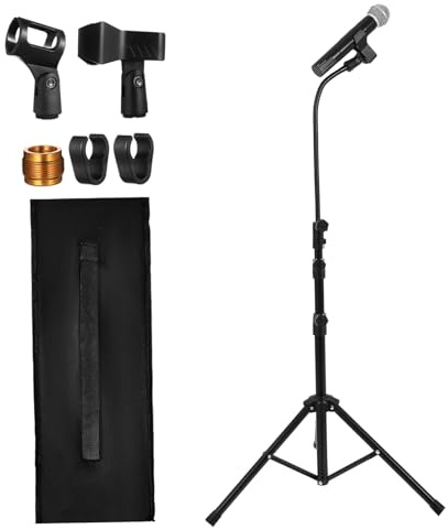 NOLITOY Schwerer Mikrofonständer mit Stabilem Dreibein Höhenverstellbar und Inklusive Tragetasche Kompakt und Vielseitig für Bühne Studio und Karaoke Geeignet