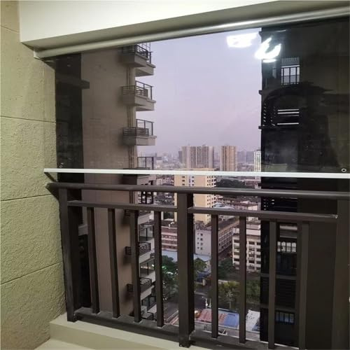 Stores enrouleurs en PVC transparent imperméable pour pergola, terrasse et balcon, housse d'ombrage robuste avec poignée et système à ressort, idéal pour jardin, garage, présentation de détail et
