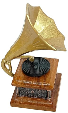 Figurine phonographe miniature vintage pour les amateurs d'esthétique antique et de décors distinctifs Accessoire de photographie de table Gramophone antique