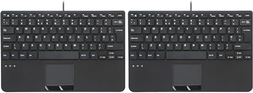 perixx PERIBOARD-525 UK Wired Mini USB Keyboard with Touchpad, X Type Scissor Keys, 2 USB Hubs, UK QWERTY Layout, Compact Design, Black (Pack of 2)